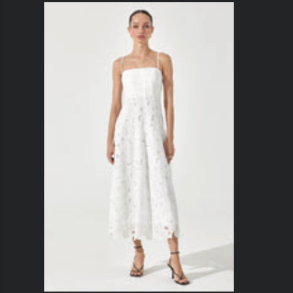 White eyelet midi tank top dress